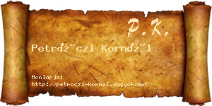 Petróczi Kornél névjegykártya